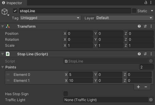 stop line in default position