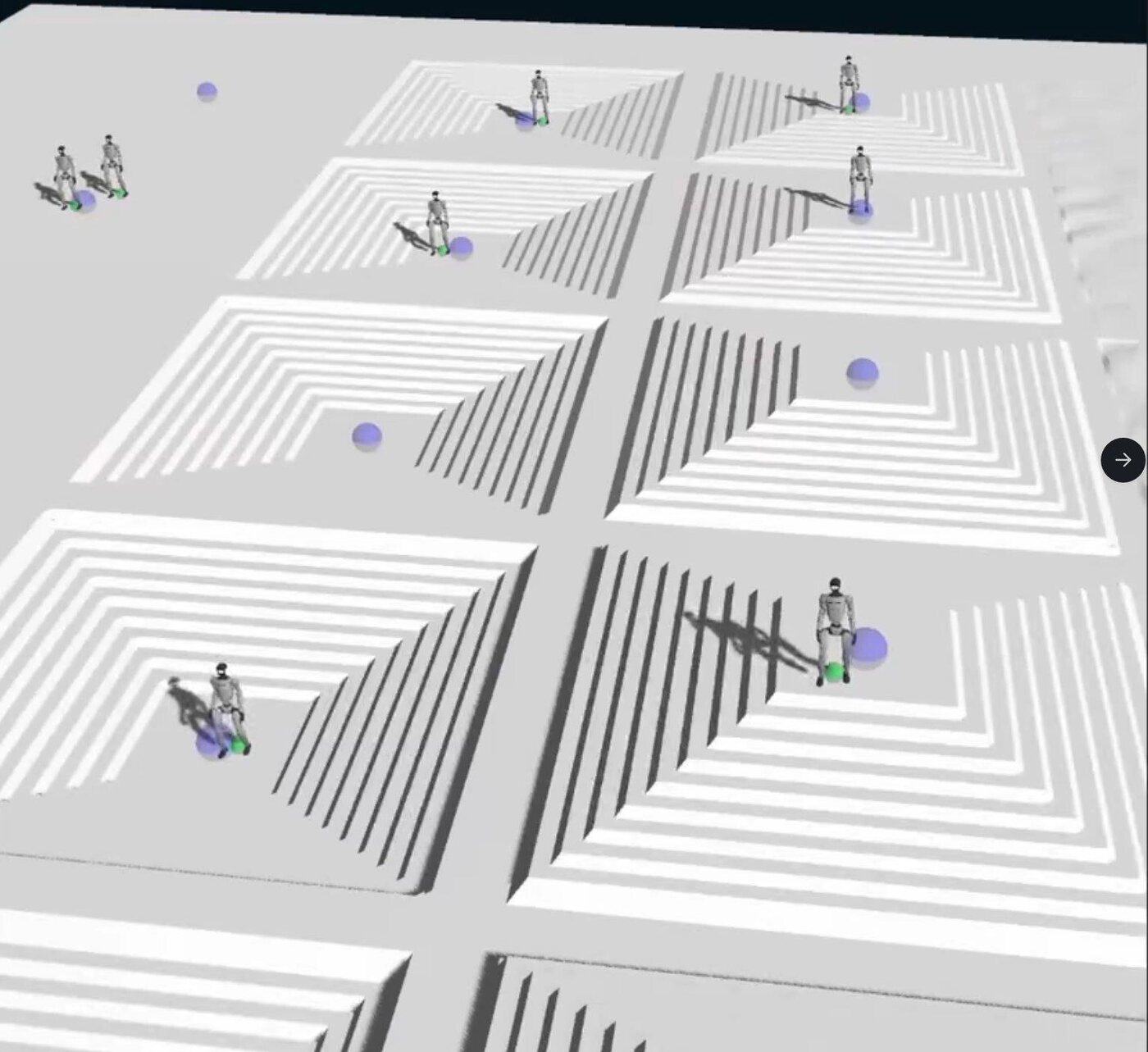 Procedurally generated stair terrains of increasing difficulty